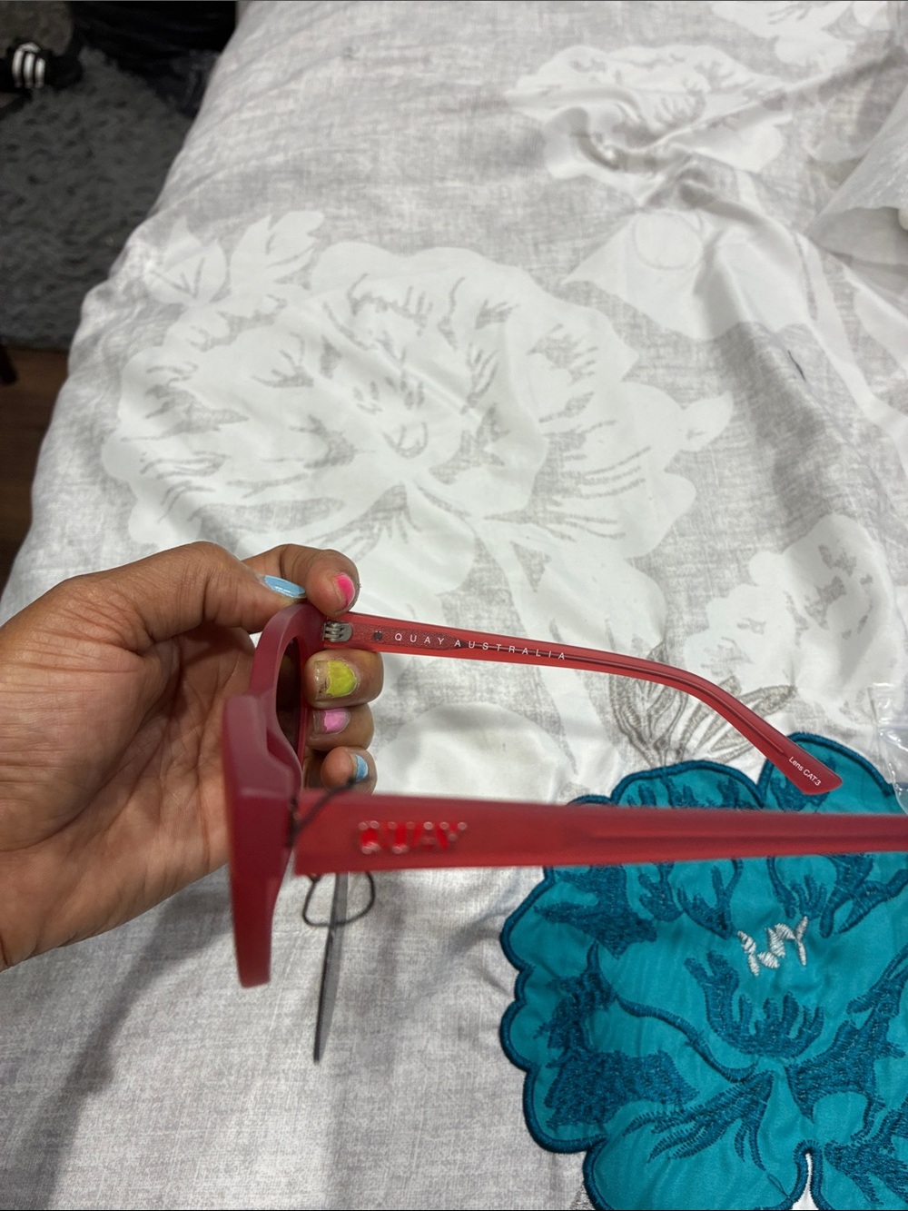 Quay Australia Pink Rectangular Sunglasses